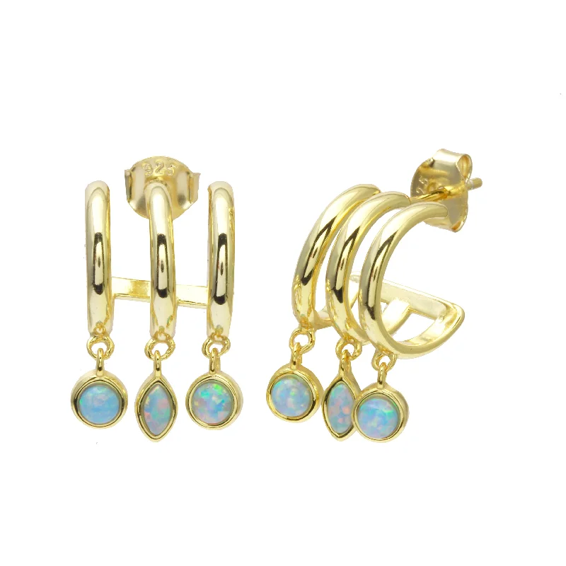 Fashion-Forward Geometric Jewelry For Contemporary Style Triple Hugger Opal Earrings