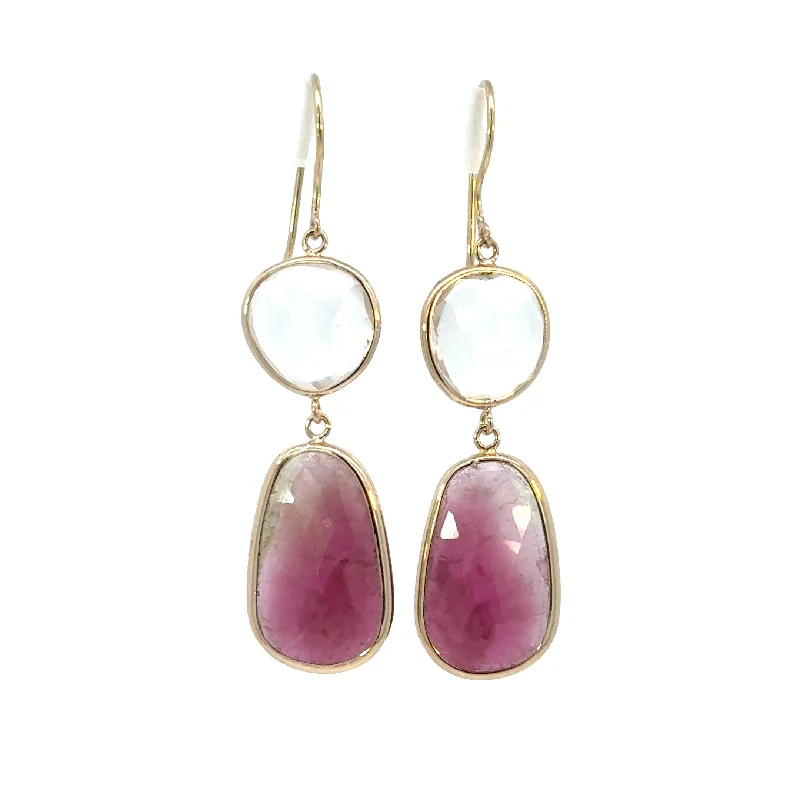 Romantic Heart-Shaped Jewelry For Special Gifts White Topaz and Pink Tourmaline Elizabeth Stone Earrings Romantic Heart-Shaped Jewelry For Special Gifts White Topaz and Pink Tourmaline Elizabeth Stone Earrings