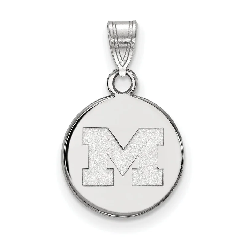 Affordable Gold-Plated Jewelry For Modern Fashion 10k White Gold U. of Michigan Small Initial M Disc Pendant Affordable Gold-Plated Jewelry For Modern Fashion 10k White Gold U. of Michigan Small Initial M Disc Pendant