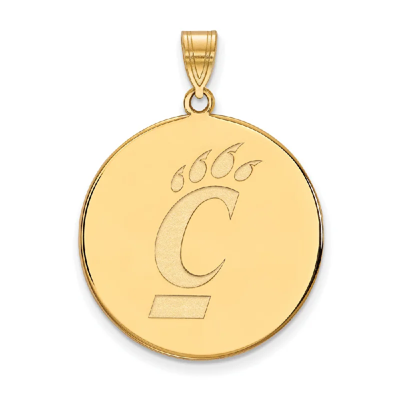 Handcrafted Beauty At Affordable Prices 14k Gold Plated Silver U. of Cincinnati XL Logo Disc Pendant Handcrafted Beauty At Affordable Prices 14k Gold Plated Silver U. of Cincinnati XL Logo Disc Pendant
