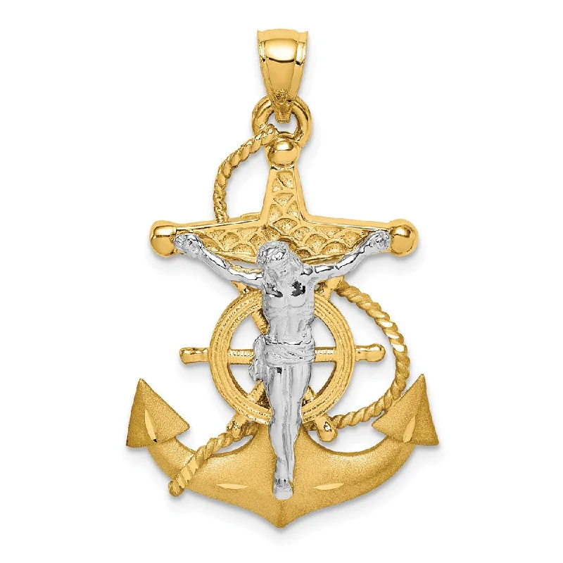 Bestselling Jewelry At Special Promotional Rates 14K Two-Tone Gold 3D Mariner Crucifix Cross Pendant, 21 x 34mm Bestselling Jewelry At Special Promotional Rates 14K Two-Tone Gold 3D Mariner Crucifix Cross Pendant, 21 x 34mm