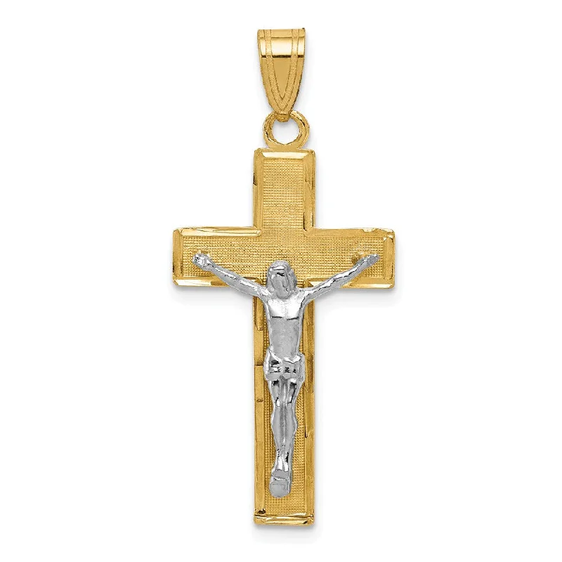 Limited Stock On Premium Jewelry At Low Prices 14k Two Tone Gold Diamond-cut Crucifix Cross Pendant Limited Stock On Premium Jewelry At Low Prices 14k Two Tone Gold Diamond-cut Crucifix Cross Pendant