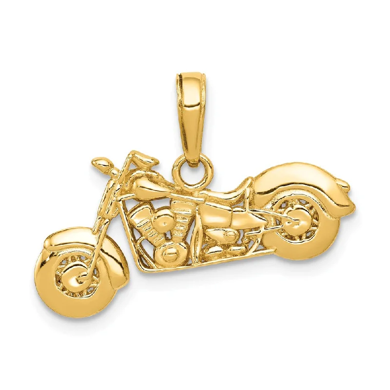 Jewelry Deals That Outshine The Rest 14k Yellow Gold 3D Motorcycle Pendant, 25mm (1 Inch)