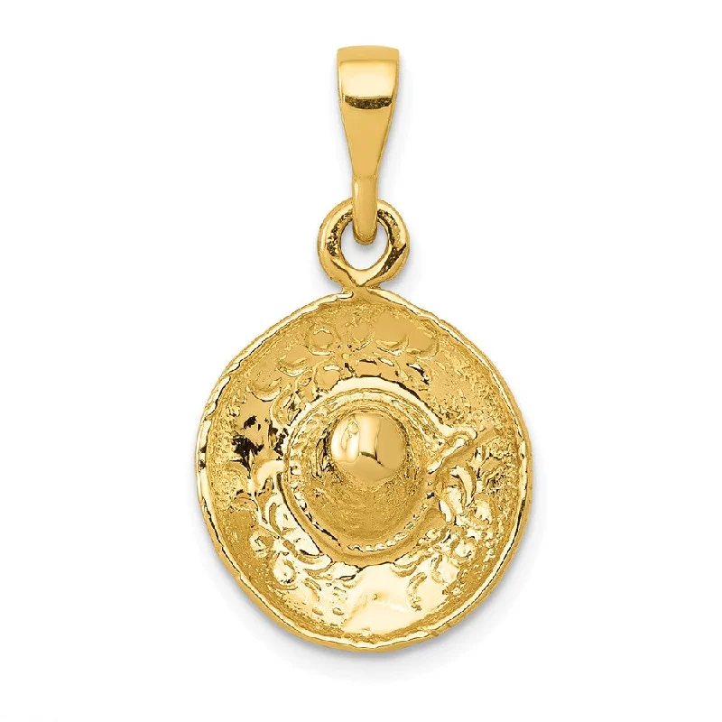 Stunning Statement Jewelry, Unbeatable Discounts 14k Yellow Gold 3D Sombrero Pendant, 14mm (9/16 Inch) Stunning Statement Jewelry, Unbeatable Discounts 14k Yellow Gold 3D Sombrero Pendant, 14mm (9/16 Inch)