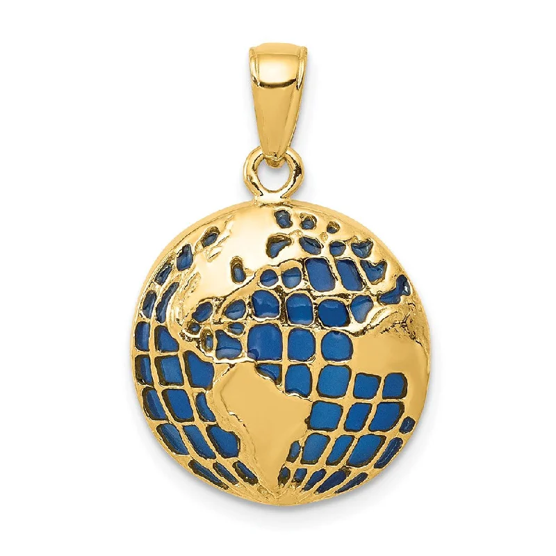 Huge Markdowns On Premium Jewelry Styles 14k Yellow Gold and Blue Translucent Acrylic Globe Pendant, 16mm Huge Markdowns On Premium Jewelry Styles 14k Yellow Gold and Blue Translucent Acrylic Globe Pendant, 16mm