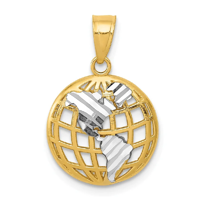 High-End Jewelry, Now More Affordable Than Ever 14k Yellow Gold and White Rhodium D/C Globe Pendant, 13mm (1/2 Inch) High-End Jewelry, Now More Affordable Than Ever 14k Yellow Gold and White Rhodium D/C Globe Pendant, 13mm (1/2 Inch)