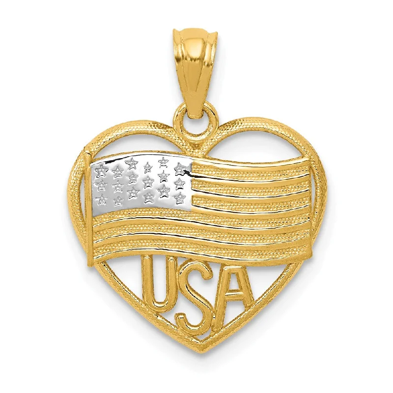 The Perfect Accessory For Less – Jewelry Sale Live 14k Yellow Gold and White Rhodium USA Flag Heart Pendant, 16 x 20mm The Perfect Accessory For Less – Jewelry Sale Live 14k Yellow Gold and White Rhodium USA Flag Heart Pendant, 16 x 20mm