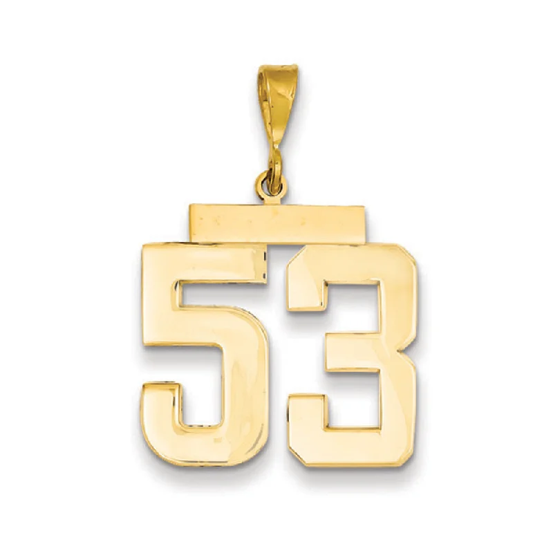 The Ultimate Jewelry Sale – Shop Premium Styles 14k Yellow Gold, Athletic Collection, Large Polished Number 53 Pendant The Ultimate Jewelry Sale – Shop Premium Styles 14k Yellow Gold, Athletic Collection, Large Polished Number 53 Pendant