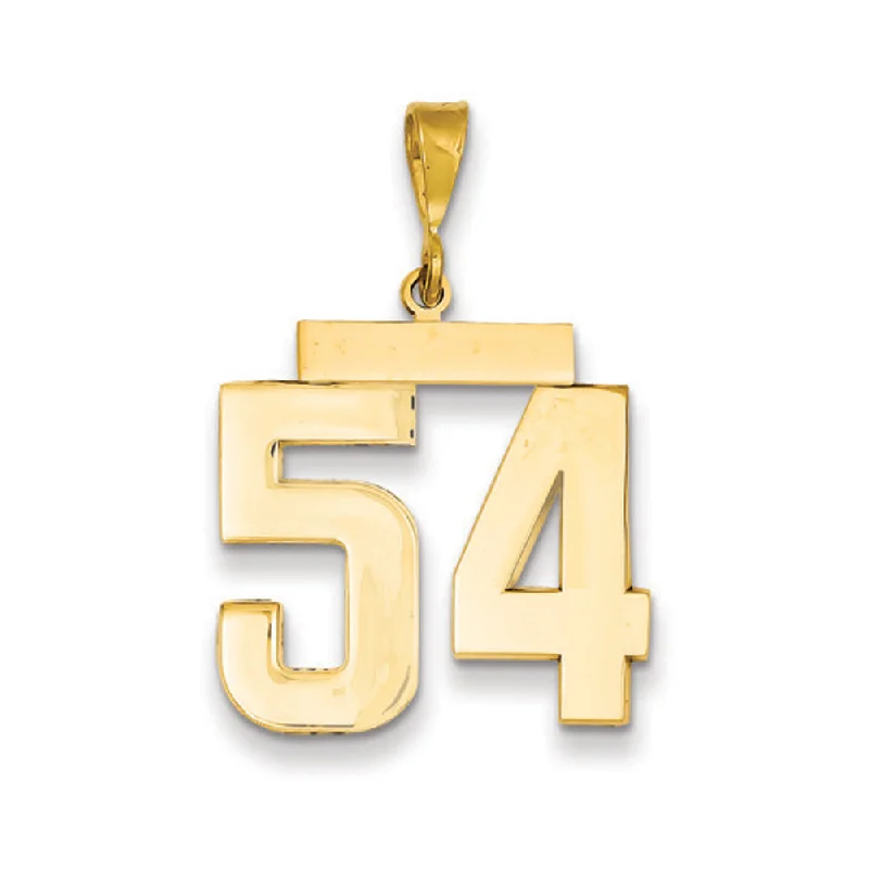 Unmissable Jewelry Clearance – Final Reductions 14k Yellow Gold, Athletic Collection, Large Polished Number 54 Pendant Unmissable Jewelry Clearance – Final Reductions 14k Yellow Gold, Athletic Collection, Large Polished Number 54 Pendant