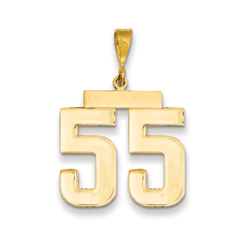 Luxury Jewelry Without The Luxury Price Tag 14k Yellow Gold, Athletic Collection, Large Polished Number 55 Pendant Luxury Jewelry Without The Luxury Price Tag 14k Yellow Gold, Athletic Collection, Large Polished Number 55 Pendant