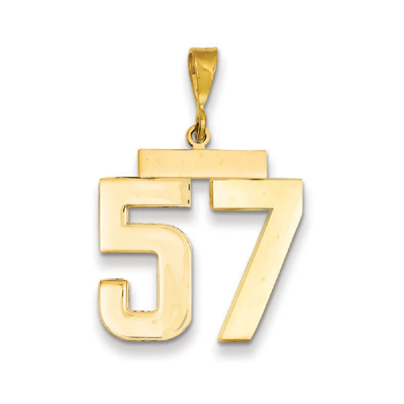 Exclusive Online Jewelry Sale – Don't Wait 14k Yellow Gold, Athletic Collection, Large Polished Number 57 Pendant Exclusive Online Jewelry Sale – Don't Wait 14k Yellow Gold, Athletic Collection, Large Polished Number 57 Pendant