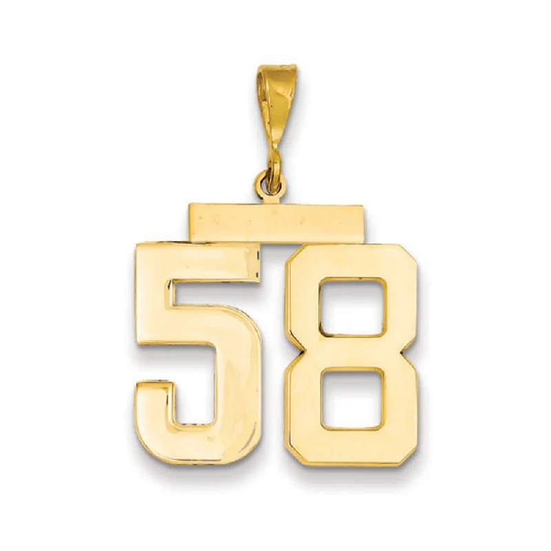Stunning Statement Jewelry, Unbeatable Discounts 14k Yellow Gold, Athletic Collection, Large Polished Number 58 Pendant Stunning Statement Jewelry, Unbeatable Discounts 14k Yellow Gold, Athletic Collection, Large Polished Number 58 Pendant