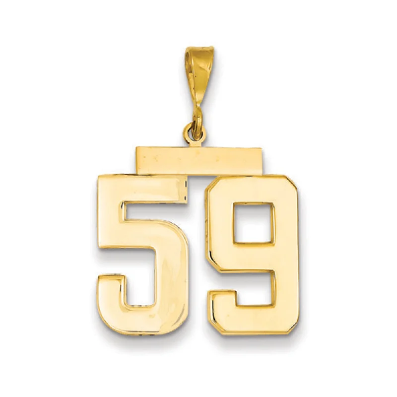 Sparkle For Less – Shop Our Limited-Time Jewelry Deals 14k Yellow Gold, Athletic Collection, Large Polished Number 59 Pendant Sparkle For Less – Shop Our Limited-Time Jewelry Deals 14k Yellow Gold, Athletic Collection, Large Polished Number 59 Pendant