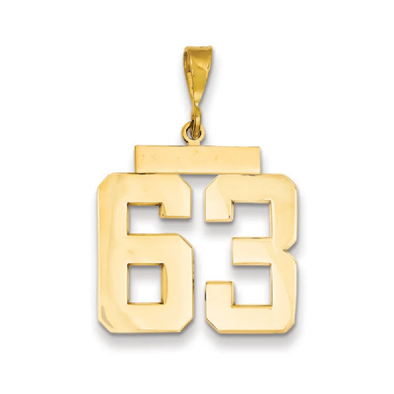 Must-Have Jewelry At Unbelievable Discounts 14k Yellow Gold, Athletic Collection, Large Polished Number 63 Pendant Must-Have Jewelry At Unbelievable Discounts 14k Yellow Gold, Athletic Collection, Large Polished Number 63 Pendant