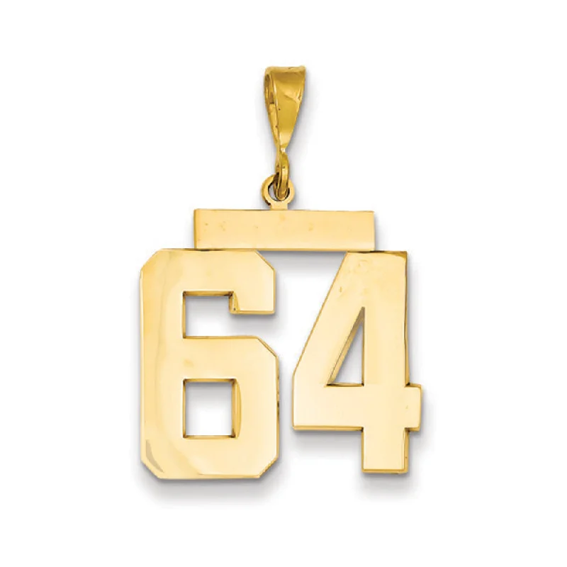 Stunning Jewelry Pieces At The Lowest Prices Ever 14k Yellow Gold, Athletic Collection, Large Polished Number 64 Pendant Stunning Jewelry Pieces At The Lowest Prices Ever 14k Yellow Gold, Athletic Collection, Large Polished Number 64 Pendant