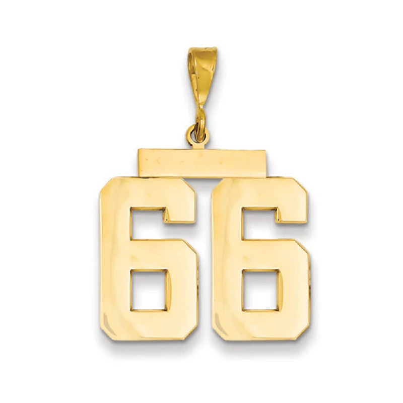Final Call For Exquisite Jewelry At Reduced Rates 14k Yellow Gold, Athletic Collection, Large Polished Number 66 Pendant Final Call For Exquisite Jewelry At Reduced Rates 14k Yellow Gold, Athletic Collection, Large Polished Number 66 Pendant