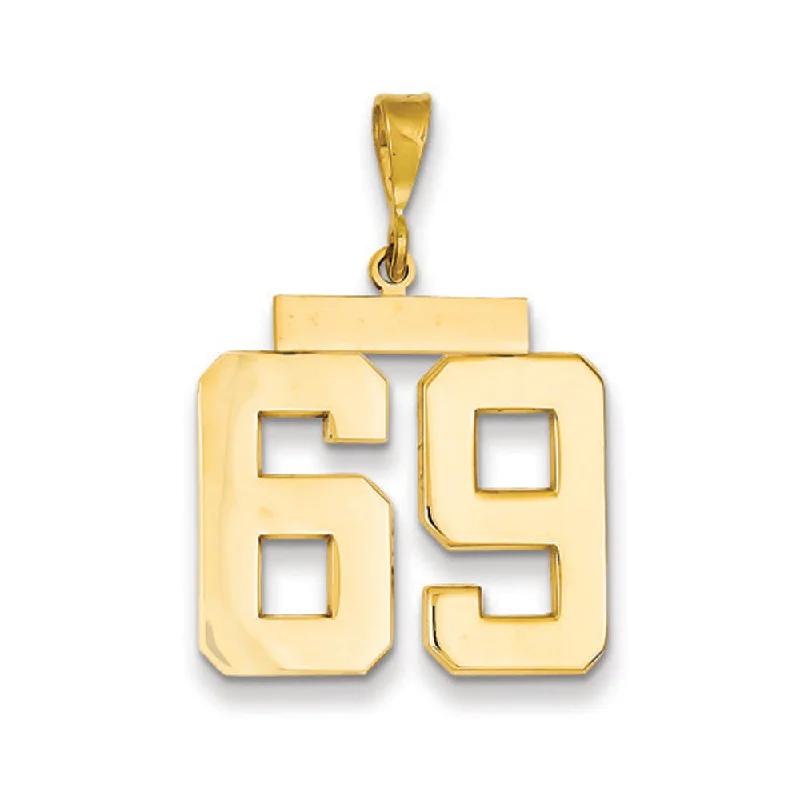 Shop Modern Jewelry Collections With Exclusive Discounts 14k Yellow Gold, Athletic Collection, Large Polished Number 69 Pendant Shop Modern Jewelry Collections With Exclusive Discounts 14k Yellow Gold, Athletic Collection, Large Polished Number 69 Pendant