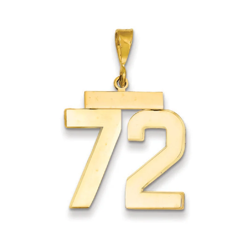 Trendy Minimalist Jewelry For Everyday Wear 14k Yellow Gold, Athletic Collection, Large Polished Number 72Pendant Trendy Minimalist Jewelry For Everyday Wear 14k Yellow Gold, Athletic Collection, Large Polished Number 72Pendant