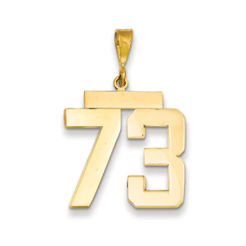 Customized Silver Jewelry For Unique Style 14k Yellow Gold, Athletic Collection, Large Polished Number 73 Pendant Customized Silver Jewelry For Unique Style 14k Yellow Gold, Athletic Collection, Large Polished Number 73 Pendant