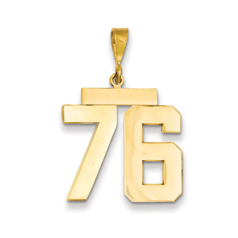 Premium Diamond Jewelry For Unforgettable Moments 14k Yellow Gold, Athletic Collection, Large Polished Number 76 Pendant Premium Diamond Jewelry For Unforgettable Moments 14k Yellow Gold, Athletic Collection, Large Polished Number 76 Pendant