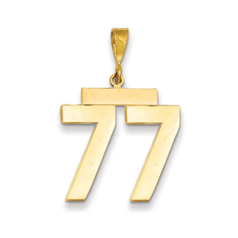 Elegant Rose Gold Jewelry For A Stylish Touch 14k Yellow Gold, Athletic Collection, Large Polished Number 77 Pendant Elegant Rose Gold Jewelry For A Stylish Touch 14k Yellow Gold, Athletic Collection, Large Polished Number 77 Pendant