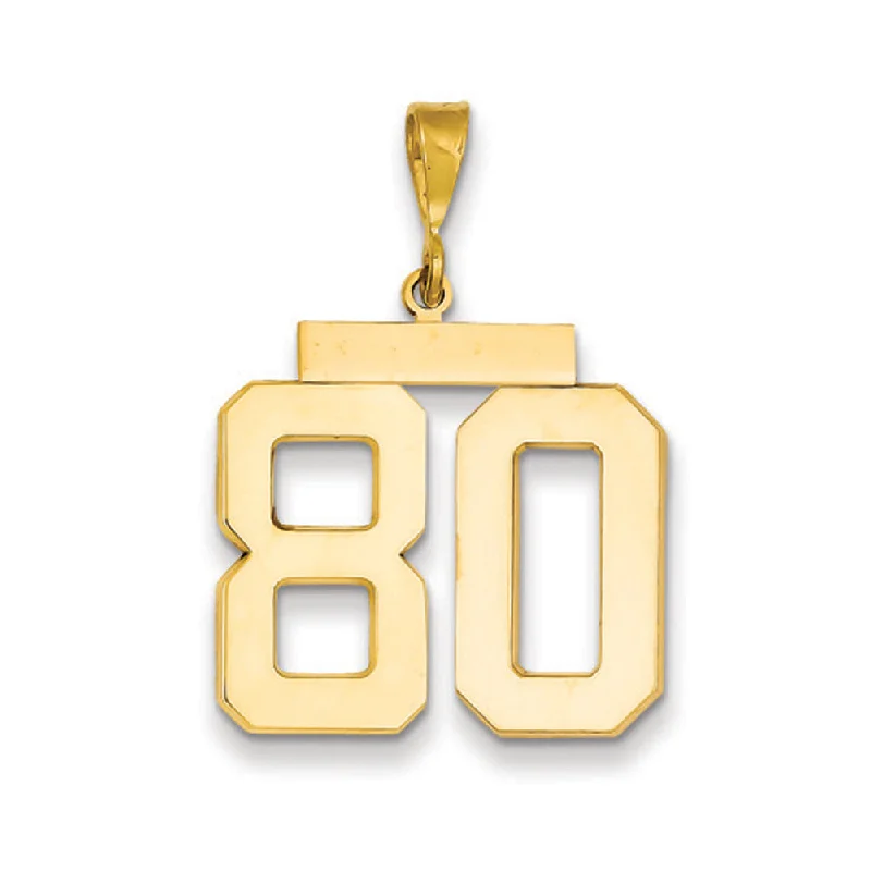Clearance Sale On High-End Jewelry Collections 14k Yellow Gold, Athletic Collection, Large Polished Number 80 Pendant Clearance Sale On High-End Jewelry Collections 14k Yellow Gold, Athletic Collection, Large Polished Number 80 Pendant