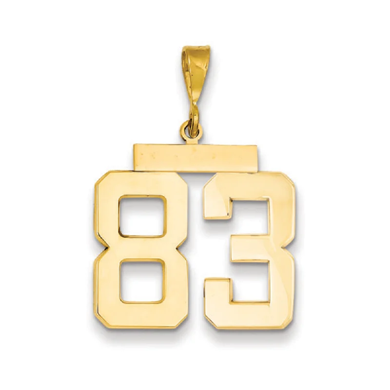 Best-Selling Jewelry Now Available At Special Deals 14k Yellow Gold, Athletic Collection, Large Polished Number 83 Pendant Best-Selling Jewelry Now Available At Special Deals 14k Yellow Gold, Athletic Collection, Large Polished Number 83 Pendant