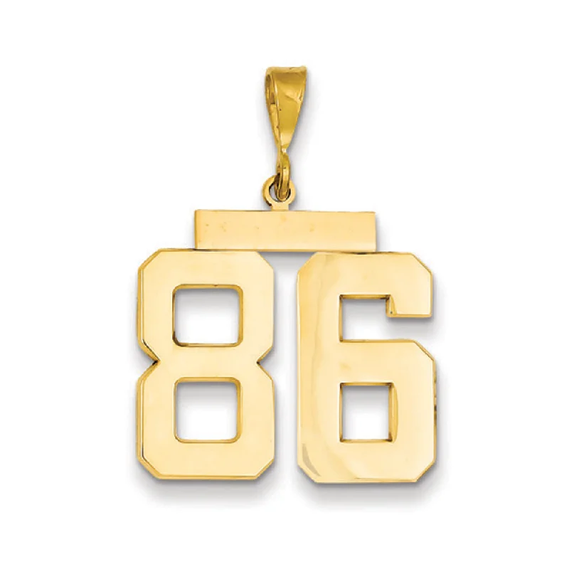 Trending Jewelry Now Available At Exclusive Prices 14k Yellow Gold, Athletic Collection, Large Polished Number 86 Pendant Trending Jewelry Now Available At Exclusive Prices 14k Yellow Gold, Athletic Collection, Large Polished Number 86 Pendant
