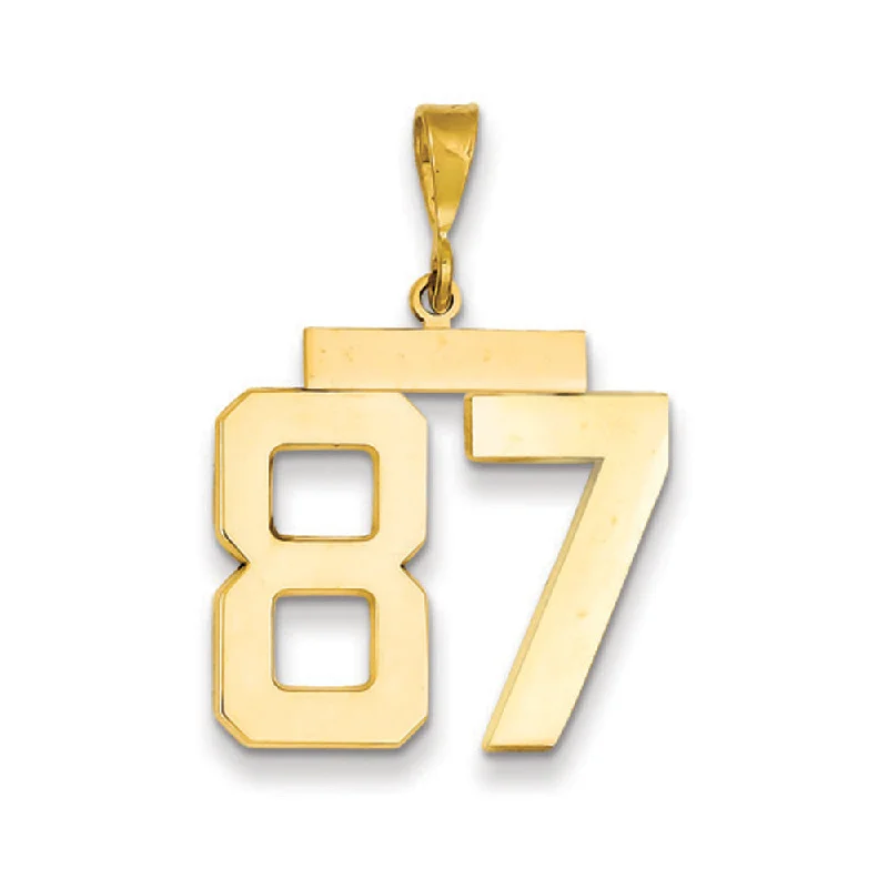 Discounted Luxury Jewelry – Shine Without The Splurge 14k Yellow Gold, Athletic Collection, Large Polished Number 87 Pendant Discounted Luxury Jewelry – Shine Without The Splurge 14k Yellow Gold, Athletic Collection, Large Polished Number 87 Pendant