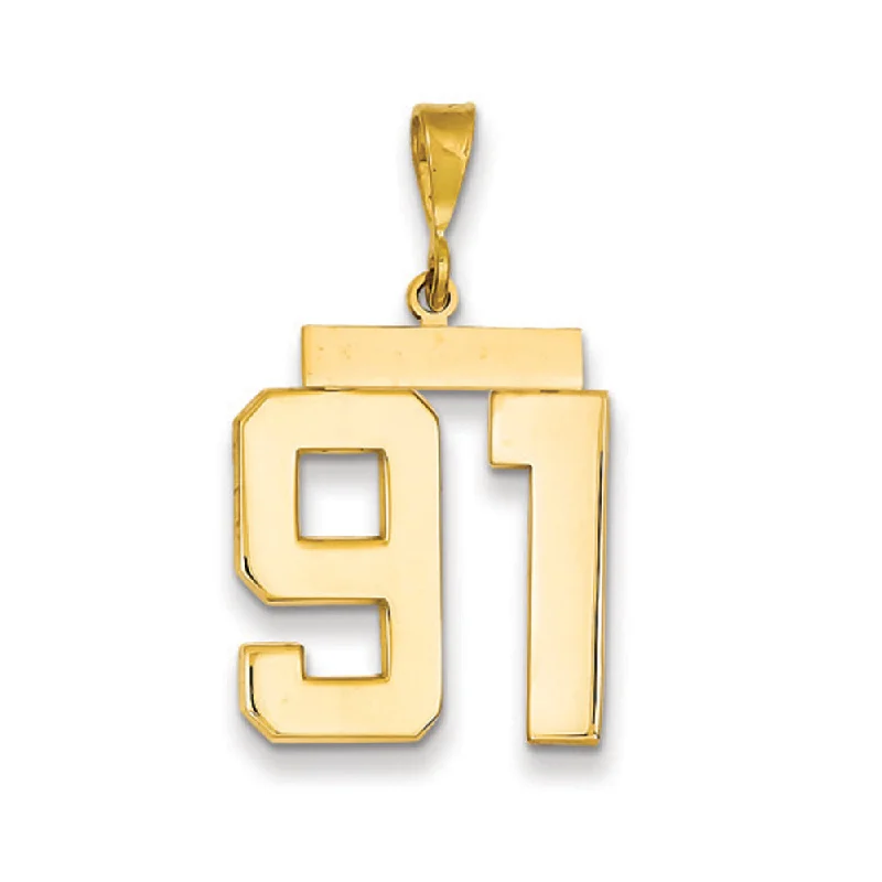 Handcrafted Jewelry Sale – Unique Designs At Low Prices 14k Yellow Gold, Athletic Collection, Large Polished Number 91 Pendant Handcrafted Jewelry Sale – Unique Designs At Low Prices 14k Yellow Gold, Athletic Collection, Large Polished Number 91 Pendant