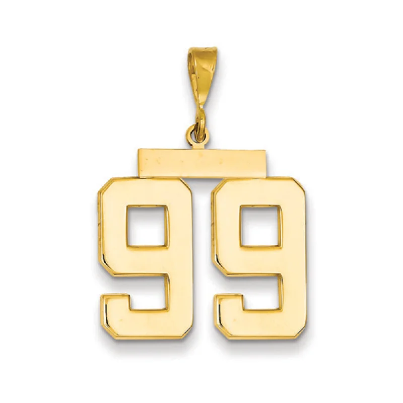 Don't Miss Our Biggest Jewelry Sale Of The Season 14k Yellow Gold, Athletic Collection, Large Polished Number 99 Pendant Don't Miss Our Biggest Jewelry Sale Of The Season 14k Yellow Gold, Athletic Collection, Large Polished Number 99 Pendant