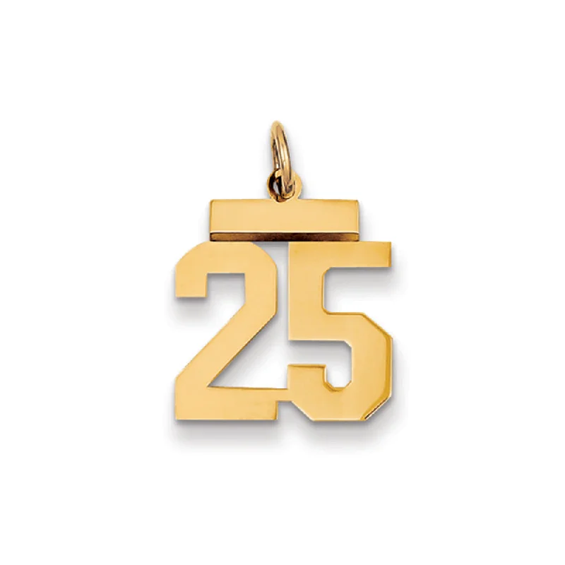 Make Every Moment Shine – Jewelry Discounts Available 14k Yellow Gold, Athletic Collection, Small Polished Number 25 Pendant Make Every Moment Shine – Jewelry Discounts Available 14k Yellow Gold, Athletic Collection, Small Polished Number 25 Pendant