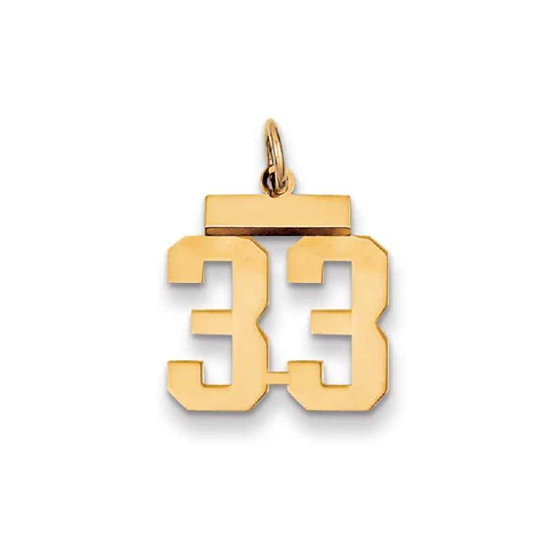 Shop Fine Jewelry With Amazing Deals 14k Yellow Gold, Athletic Collection, Small Polished Number 33 Pendant Shop Fine Jewelry With Amazing Deals 14k Yellow Gold, Athletic Collection, Small Polished Number 33 Pendant