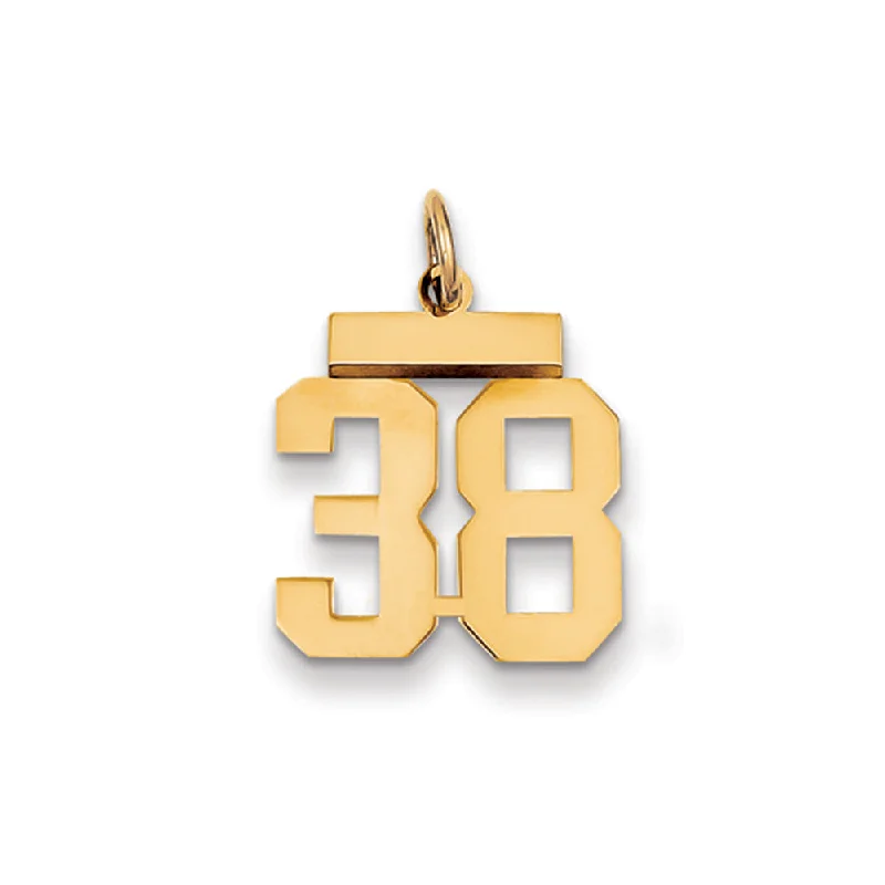 Jewelry Clearance – Final Chance To Save Big 14k Yellow Gold, Athletic Collection, Small Polished Number 38 Pendant Jewelry Clearance – Final Chance To Save Big 14k Yellow Gold, Athletic Collection, Small Polished Number 38 Pendant