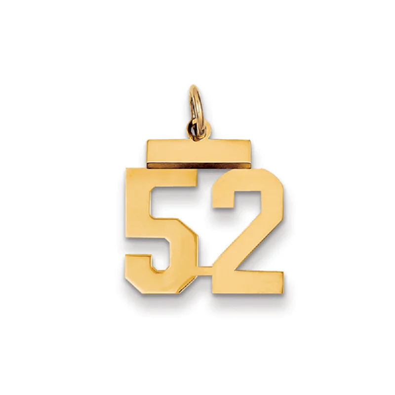 Huge Savings On Premium Jewelry Styles 14k Yellow Gold, Athletic Collection, Small Polished Number 52 Pendant Huge Savings On Premium Jewelry Styles 14k Yellow Gold, Athletic Collection, Small Polished Number 52 Pendant
