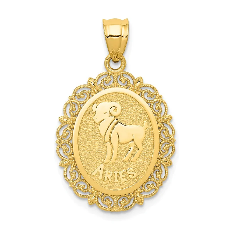 Unmissable Discounts On Timeless Jewelry Pieces 14k Yellow Gold Filigree Oval Aries the Ram Zodiac Pendant, 20mm Unmissable Discounts On Timeless Jewelry Pieces 14k Yellow Gold Filigree Oval Aries the Ram Zodiac Pendant, 20mm