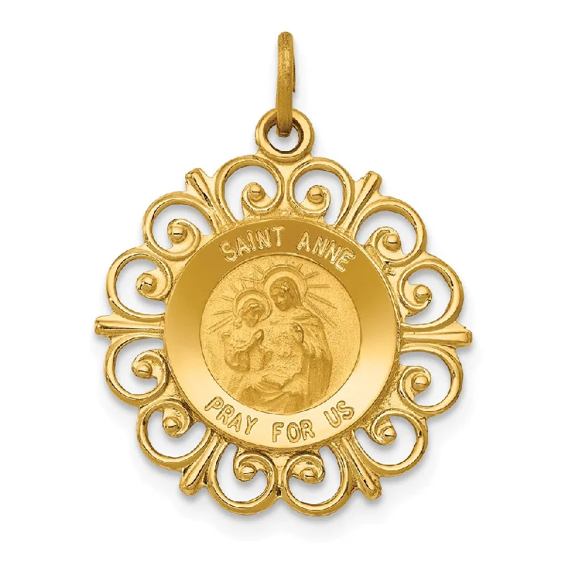 Exclusive Jewelry Markdowns – Limited-Time Offer 14k Yellow Gold Filigree St. Anne Medal Pendant, 19mm (3/4 Inch) Exclusive Jewelry Markdowns – Limited-Time Offer 14k Yellow Gold Filigree St. Anne Medal Pendant, 19mm (3/4 Inch)