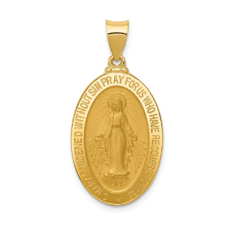 Unmissable Deals On Handmade Jewelry Collections 14k Yellow Gold Hollow Oval Satin Miraculous Medal Pendant, 15 x 32mm Unmissable Deals On Handmade Jewelry Collections 14k Yellow Gold Hollow Oval Satin Miraculous Medal Pendant, 15 x 32mm
