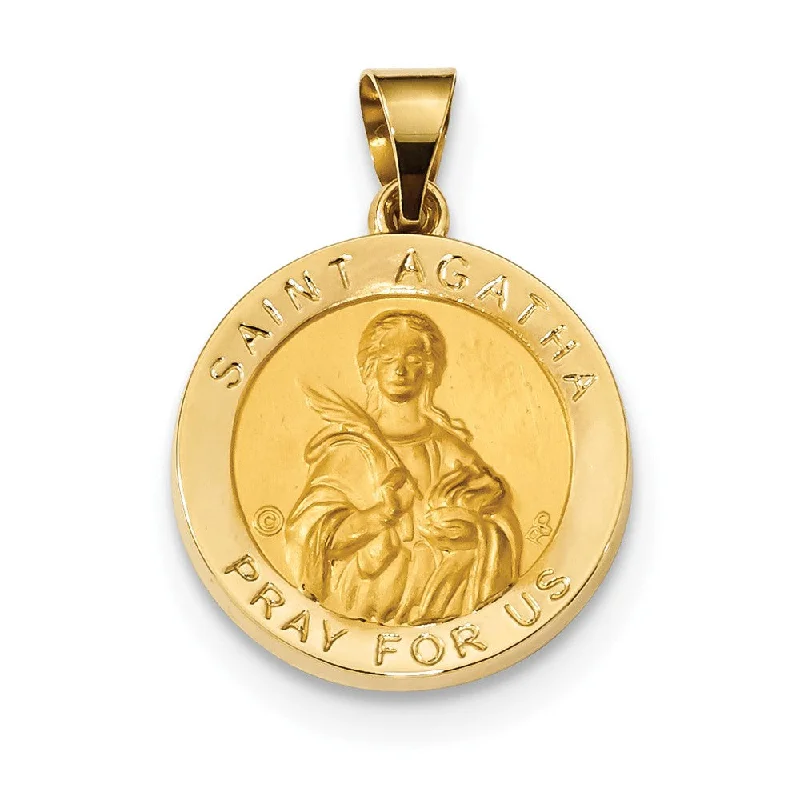 Shop Trending Jewelry With Exclusive Savings 14k Yellow Gold Hollow St. Agatha Medal Pendant, 19mm (3/4 Inch) Shop Trending Jewelry With Exclusive Savings 14k Yellow Gold Hollow St. Agatha Medal Pendant, 19mm (3/4 Inch)