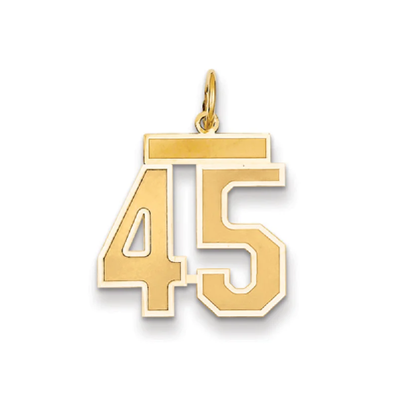 Save On Luxury Jewelry Pieces – Limited-Time Offers 14k Yellow Gold, Jersey Collection, Medium Number 45 Pendant