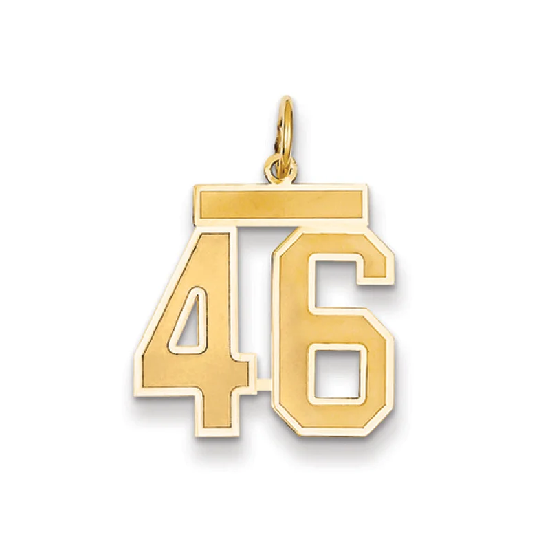 Shop Jewelry That Shines Without The High Price 14k Yellow Gold, Jersey Collection, Medium Number 46 Pendant Shop Jewelry That Shines Without The High Price 14k Yellow Gold, Jersey Collection, Medium Number 46 Pendant