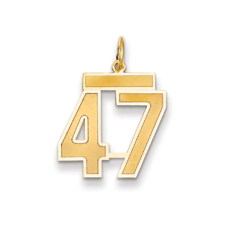 Timeless Beauty, Unbeatable Deals – Jewelry Sale On 14k Yellow Gold, Jersey Collection, Medium Number 47 Pendant Timeless Beauty, Unbeatable Deals – Jewelry Sale On 14k Yellow Gold, Jersey Collection, Medium Number 47 Pendant