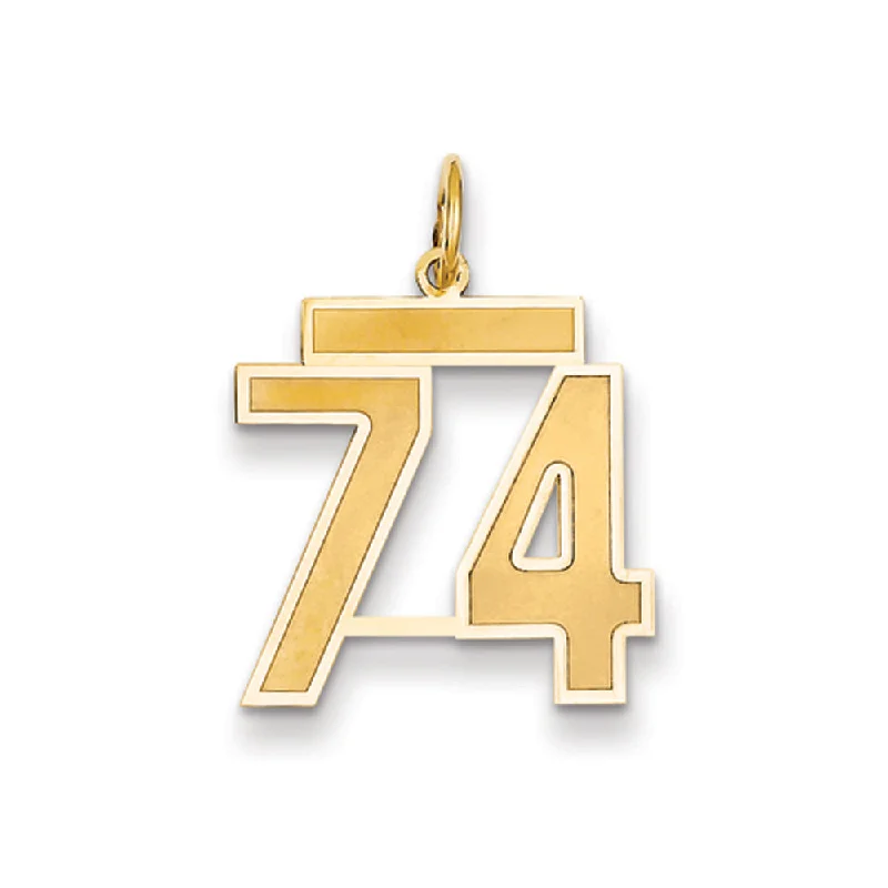 Affordable Glamour – Premium Jewelry For Less 14k Yellow Gold, Jersey Collection, Medium Number 74 Pendant Affordable Glamour – Premium Jewelry For Less 14k Yellow Gold, Jersey Collection, Medium Number 74 Pendant