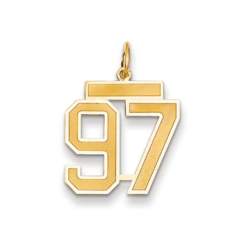 Discounted Jewelry For A Glamorous Look 14k Yellow Gold, Jersey Collection, Medium Number 97 Pendant
