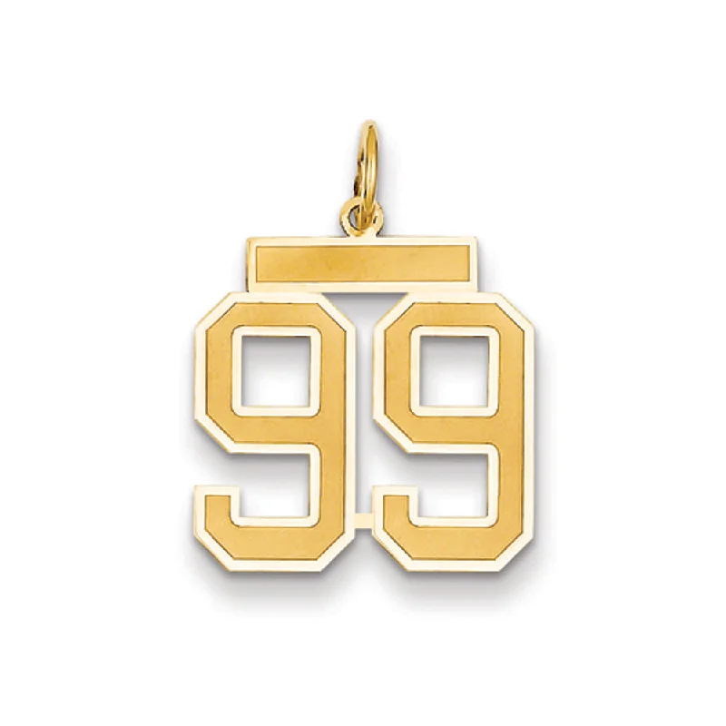 Chic And Stylish Jewelry At Exclusive Prices 14k Yellow Gold, Jersey Collection, Medium Number 99 Pendant