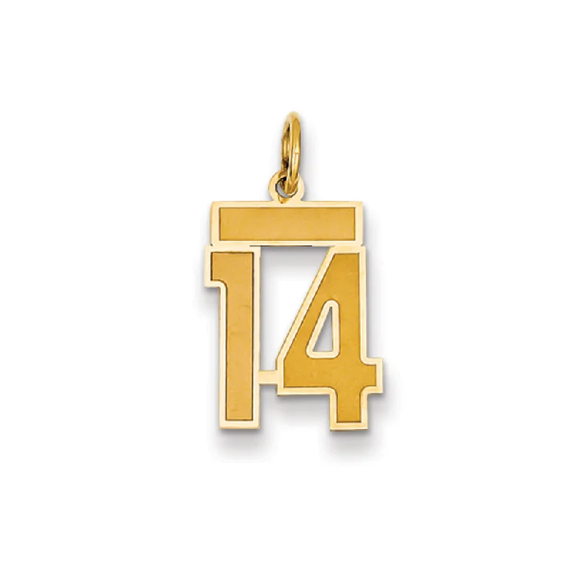 Make Every Moment Shine – Jewelry Discounts Available 14k Yellow Gold, Jersey Collection, Small Number 14 Pendant