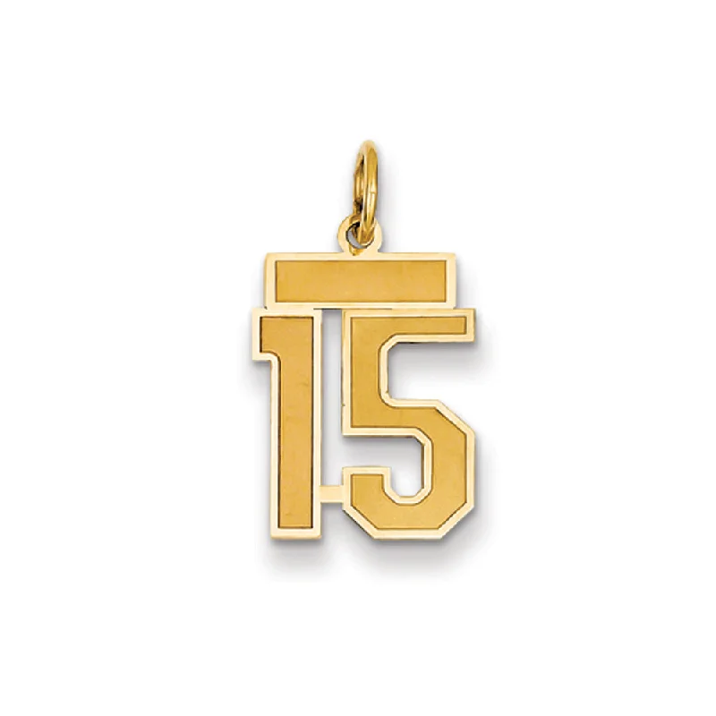 Exclusive Jewelry Sale Event – Shop Now 14k Yellow Gold, Jersey Collection, Small Number 15 Pendant