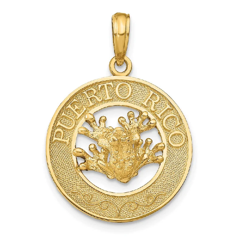 Flash Jewelry Sale – Get Stunning Pieces At Low Prices 14k Yellow Gold Puerto Rico with Frog Circle Pendant Flash Jewelry Sale – Get Stunning Pieces At Low Prices 14k Yellow Gold Puerto Rico with Frog Circle Pendant
