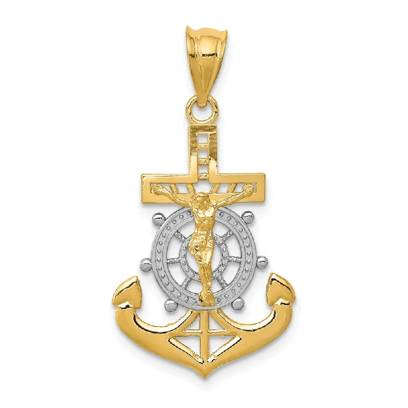 Unmissable Jewelry Clearance – Final Reductions 14k Yellow Gold & Rhodium Mariner's Crucifix Cross Pendant, 16 x 31mm Unmissable Jewelry Clearance – Final Reductions 14k Yellow Gold & Rhodium Mariner's Crucifix Cross Pendant, 16 x 31mm