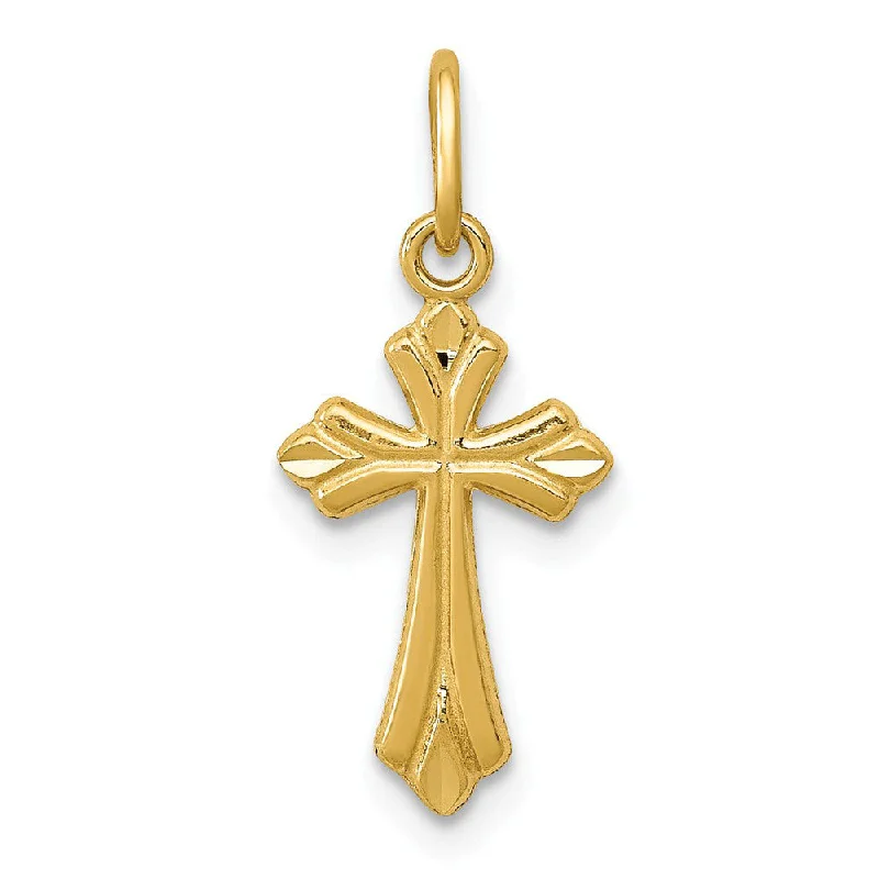 Huge Markdowns On Premium Jewelry Styles 14k Yellow Gold Small Fleur de Lis Cross Charm or Pendant, 9 x 20mm Huge Markdowns On Premium Jewelry Styles 14k Yellow Gold Small Fleur de Lis Cross Charm or Pendant, 9 x 20mm
